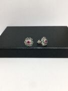 GÜMÜŞ KÖK YAKUT TAŞLI TELKARİ KÜÇÜK ÇİÇEK KÜPE