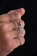 23 MM Gümüş Oksitli Nalı Şerif Gümüş Erkek Zincir Kolye
