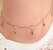 GÜMÜŞ ROSE YEŞİL VE BEYAZ ZİRKON TAŞLI DAMLA HALHAL