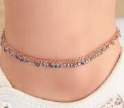 GÜMÜŞ ROSE MİSTİK TOPAZ TAŞLI VE YUVARLAK PULLU HALHAL