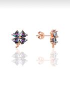 GÜMÜŞ MİSTİK TOPAZ TAŞLI YONCA ROSE KÜPE