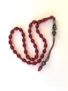 ATEŞ KEHRİBAR BORDO TAŞLI KOLYE