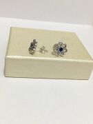 TELKARİ GÜMÜŞ ZİRKON TAŞLI PARLAMENT MAVİSİ ÇİÇEK KÜPE