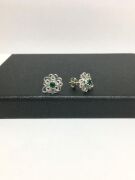 GÜMÜŞ KÖK ZÜMRÜT TAŞLI TELKARİ YEŞİL YONCA KÜPE