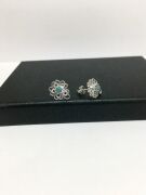 GÜMÜŞ TURKUAZ TAŞLI TELKARİ YONCA KÜPE