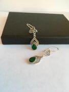 GÜMÜŞ TELKARİ KÖK ZÜMRÜT TAŞLI DAMLA KÜPE