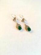 GÜMÜŞ TELKARİ KÖK ZÜMRÜT TAŞLI DAMLA KÜPE