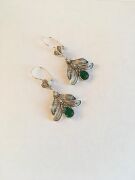 GÜMÜŞ KÖK ZÜMRÜT TAŞLI YEŞİL ZAMBAK KÜPE