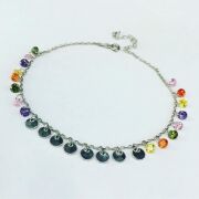 GÜMÜŞ RENKLİ ZİRKON TAŞLI VE YUVARLAK PULLU HALHAL