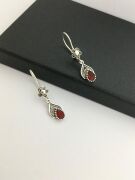 GÜMÜŞ KÖK YAKUT TAŞLI KIRMIZI TELKARİ DAMLA KÜPE