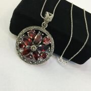 GÜMÜŞ MARKAZİT VE LAL GRANET TAŞLI KOLYE