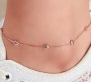 GÜMÜŞ ROSE ZİRKON TAŞLI ZİNCİR HALHAL