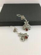 GÜMÜŞ TELKARİ KIRMIZI TAŞLI ÇİÇEK KÜPE