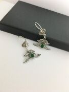 GÜMÜŞ TELKARİ YEŞİL KÖK ZÜMRÜT TAŞLI ÇİÇEK KÜPE