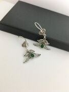 GÜMÜŞ TELKARİ YEŞİL KÖK ZÜMRÜT TAŞLI ÇİÇEK KÜPE