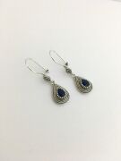 GÜMÜŞ KÖK SAFİR PARLAMENT MAVİSİ TELKARİ DAMLA KÜPE