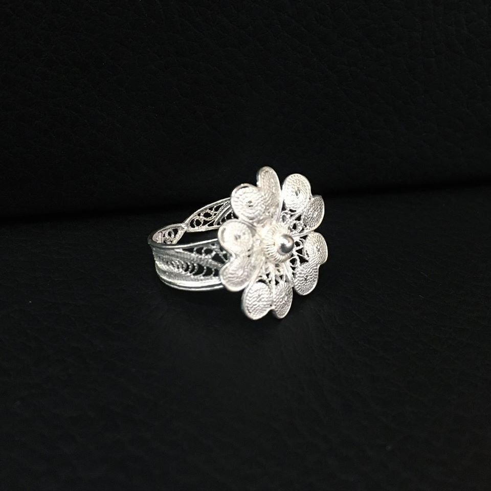 GÜMÜŞ TELKARİ ÇİÇEK YÜZÜK