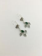 GÜMÜŞ TELKARİ KÖK ZÜMRÜT TAŞLI  YEŞİL KALPLİ KÜPE