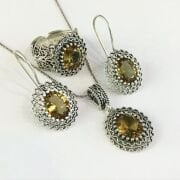 GÜMÜŞ TELKARİ ZULTANİT TAŞLI OVAL SET