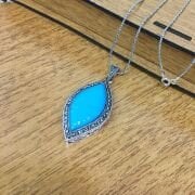 GÜMÜŞ MARKAZİT VE FİRUZE TAŞLI MEKİK KOLYE