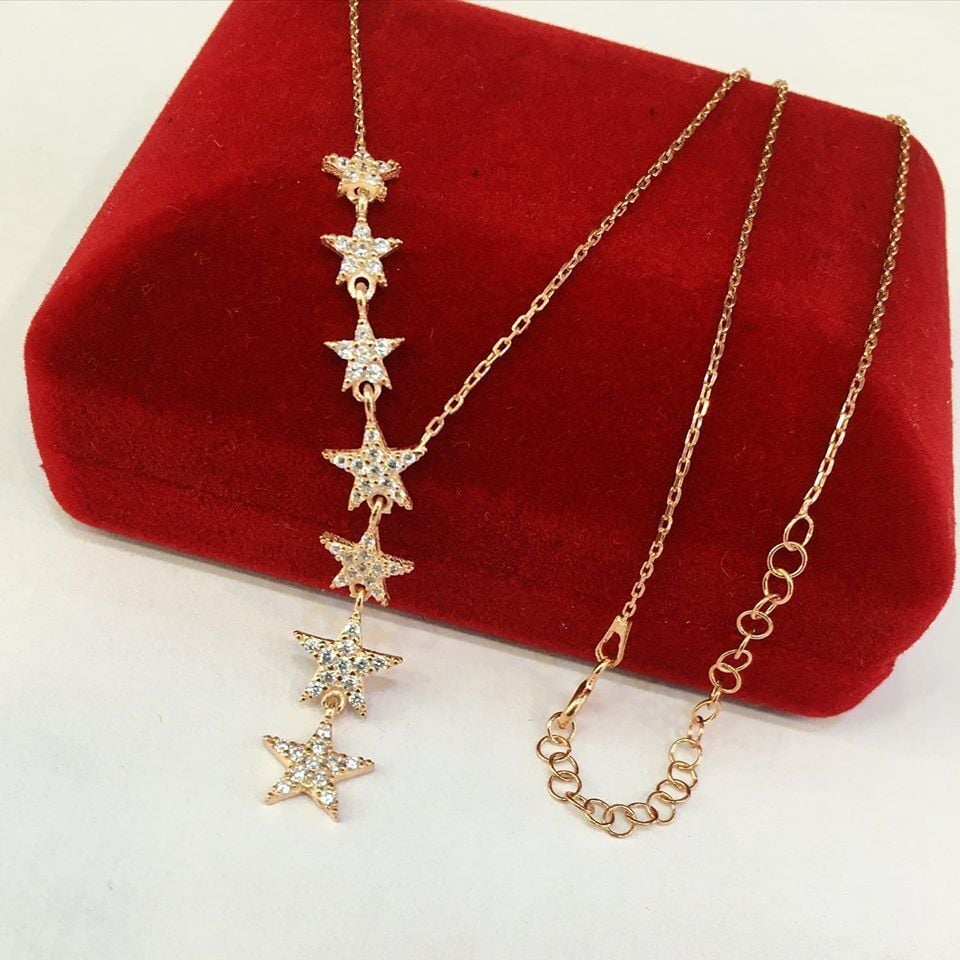 GÜMÜŞ ROSE BRONZ YILDIZ KOLYE