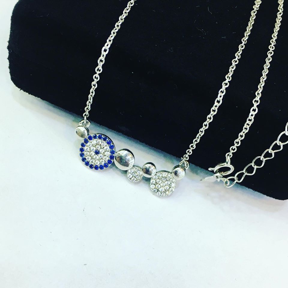 GÜMÜŞ NAZAR BONCUKLU KOLYE