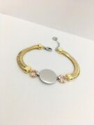 GÜMÜŞ DORİKA DORİSSA GOLD ALTIN KAPLAMA YUVARLAK PLAKA BİLEKLİK