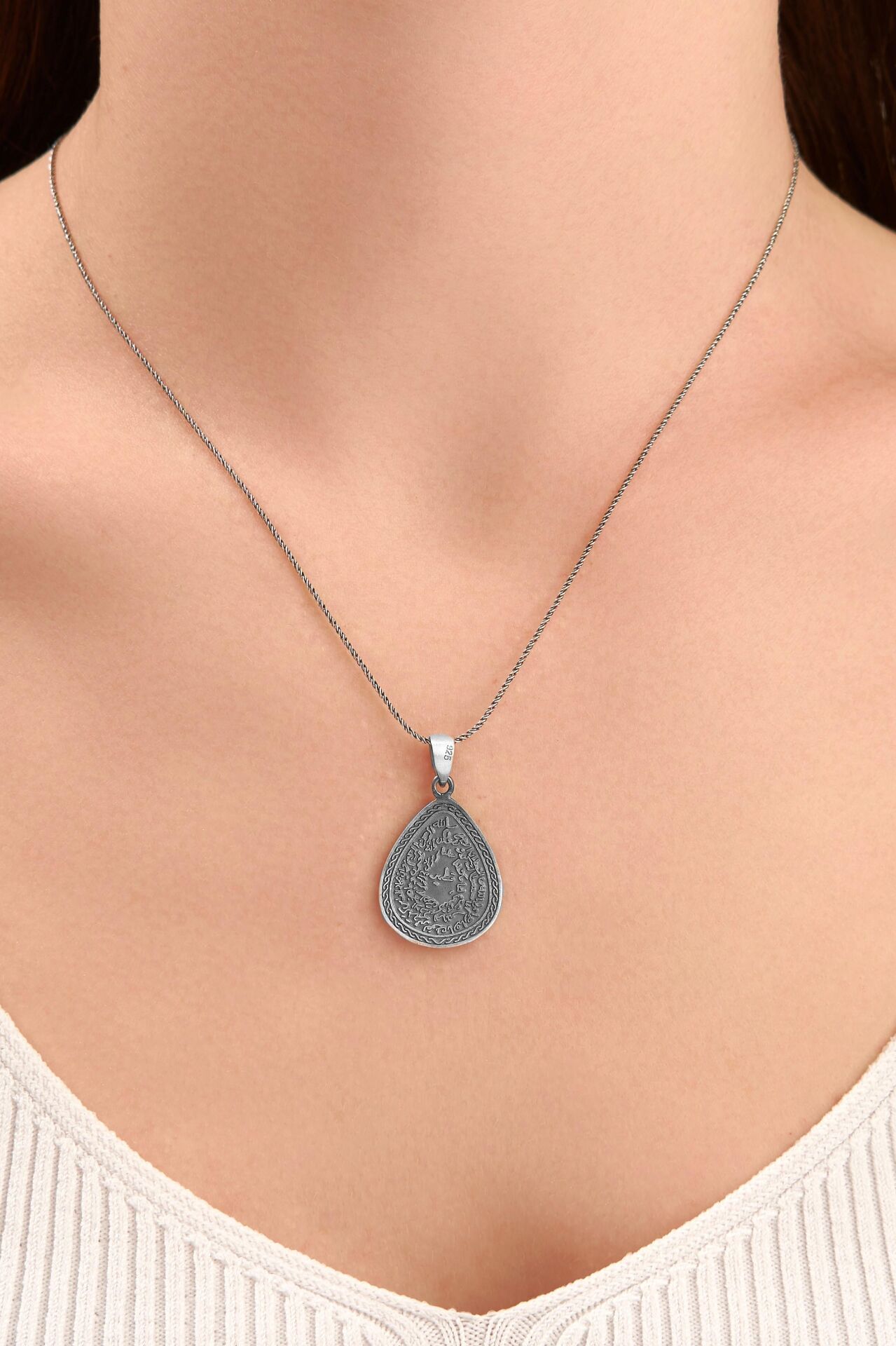 GÜMÜŞ DAMLA KITMİR DUASI KOLYE