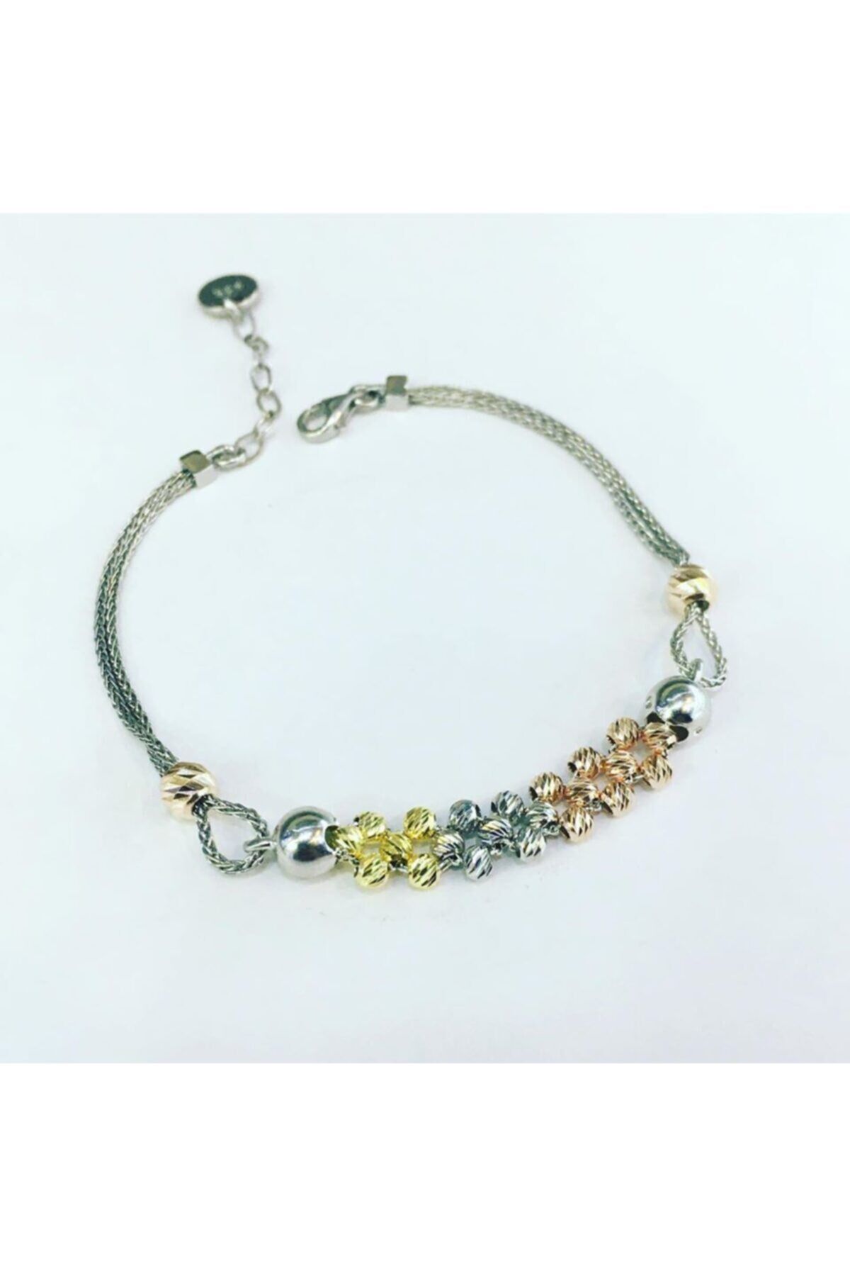 Dorissa Altın Yaldızlı Rose Gümüş Bileklik