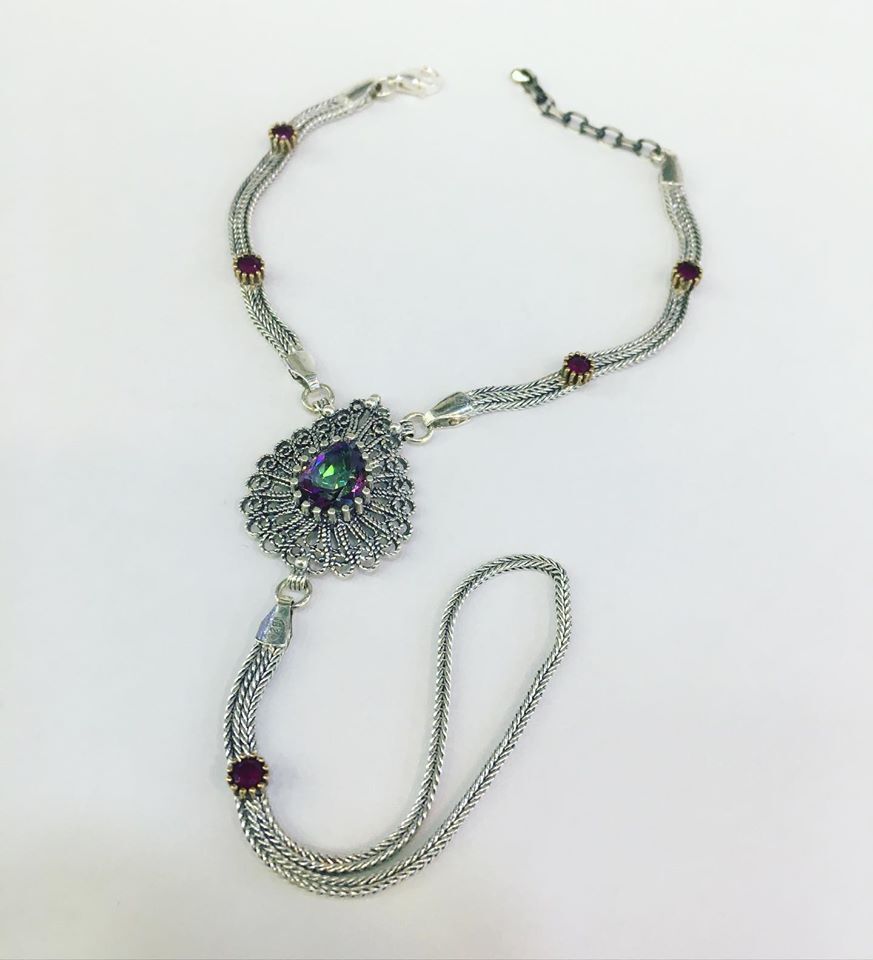 GÜMÜŞ MİSTİK TOPAZ TAŞLI ŞAHMERAN BİLEKLİK