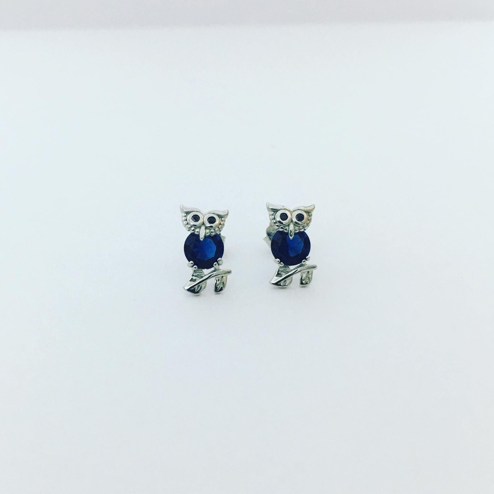 GÜMÜŞ PARLAMENT MAVİSİ ZİRKON TAŞLI KÜÇÜK BAYKUŞ KÜPE