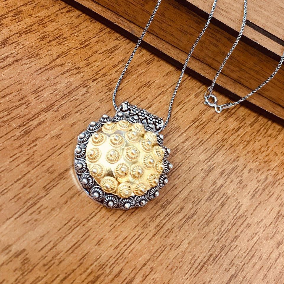 GÜMÜŞ TELKARİ ALTIN KAPLAMA KOLYE