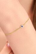 Gümüş Altın Kaplama Mavi Göz Nazar Boncuklu Zirkon Taşlı Gurmet Zincir Bileklik