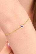 Gümüş Altın Kaplama Mavi Göz Nazar Boncuklu Zirkon Taşlı Gurmet Zincir Bileklik