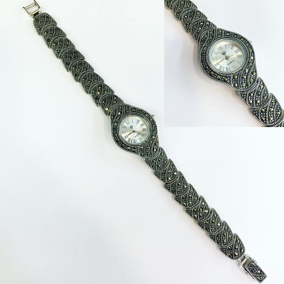 MARKAZİT TAŞLI GÜMÜŞ SAAT