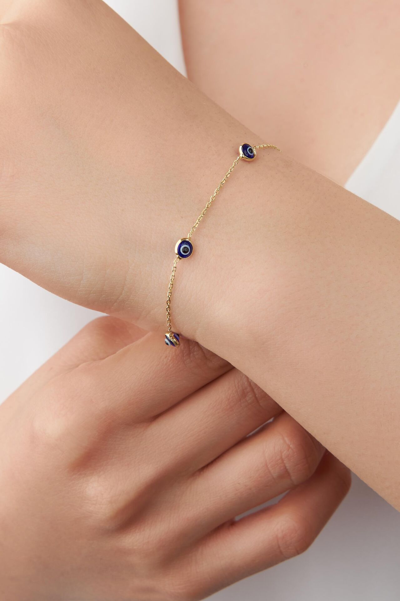 GÜMÜŞ ALTIN KAPLAMA GÖZ NAZAR BONCUKLU BİLEKLİK