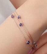 GÜMÜŞ ROSE GÖZ NAZAR BONCUĞU ÜÇ ZİNCİRLİ BİLEKLİK