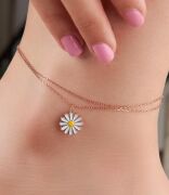 GÜMÜŞ ROSE PAPATYA ÇİFT ZİNCİRLİ HALHAL