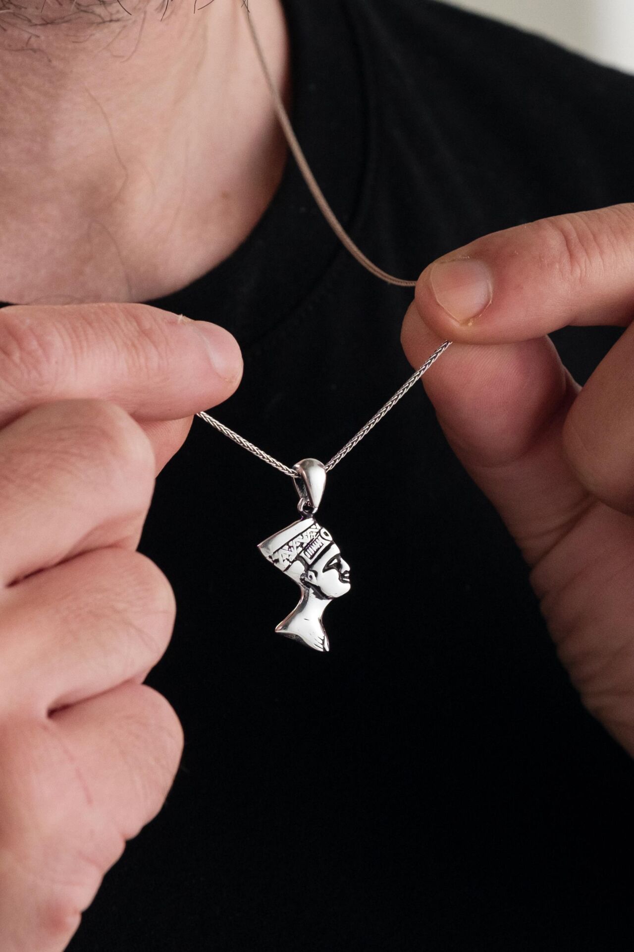 Antik Mısır Kleopatra Nefertiti Küçük Gümüş Kolye