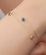 GÜMÜŞ ALTIN KAPLAMA RENKLİ GÖZ NAZAR BONCUKLU BİLEKLİK