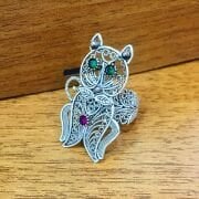 GÜMÜŞ TELKARİ İŞLEME KEDİ YÜZÜK