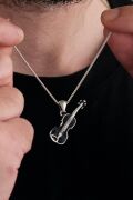 Gümüş Keman Erkek Kolye