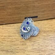 GÜMÜŞ TELKARİ VAV HARFİ KÖK SAFİR TAŞLI YÜZÜK