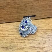 GÜMÜŞ TELKARİ VAV HARFİ KÖK SAFİR TAŞLI YÜZÜK