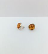 GÜMÜŞ YUVARLAK ATEŞ KEHRİBARI KÜPE