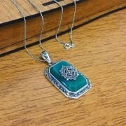 GÜMÜŞ MARKAZİT VE YEŞİL AKİK TAŞLI KOLYE