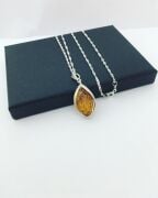 GÜMÜŞ ATEŞ KEHRİBAR KOLYE