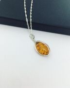 GÜMÜŞ ATEŞ KEHRİBAR KOLYE