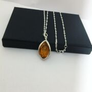 GÜMÜŞ ATEŞ KEHRİBAR KOLYE