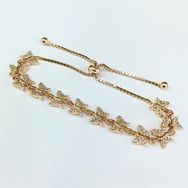 GÜMÜŞ ROSE BRONZ RENK ASANSÖRLÜ KELEBEK BİLEKLİK